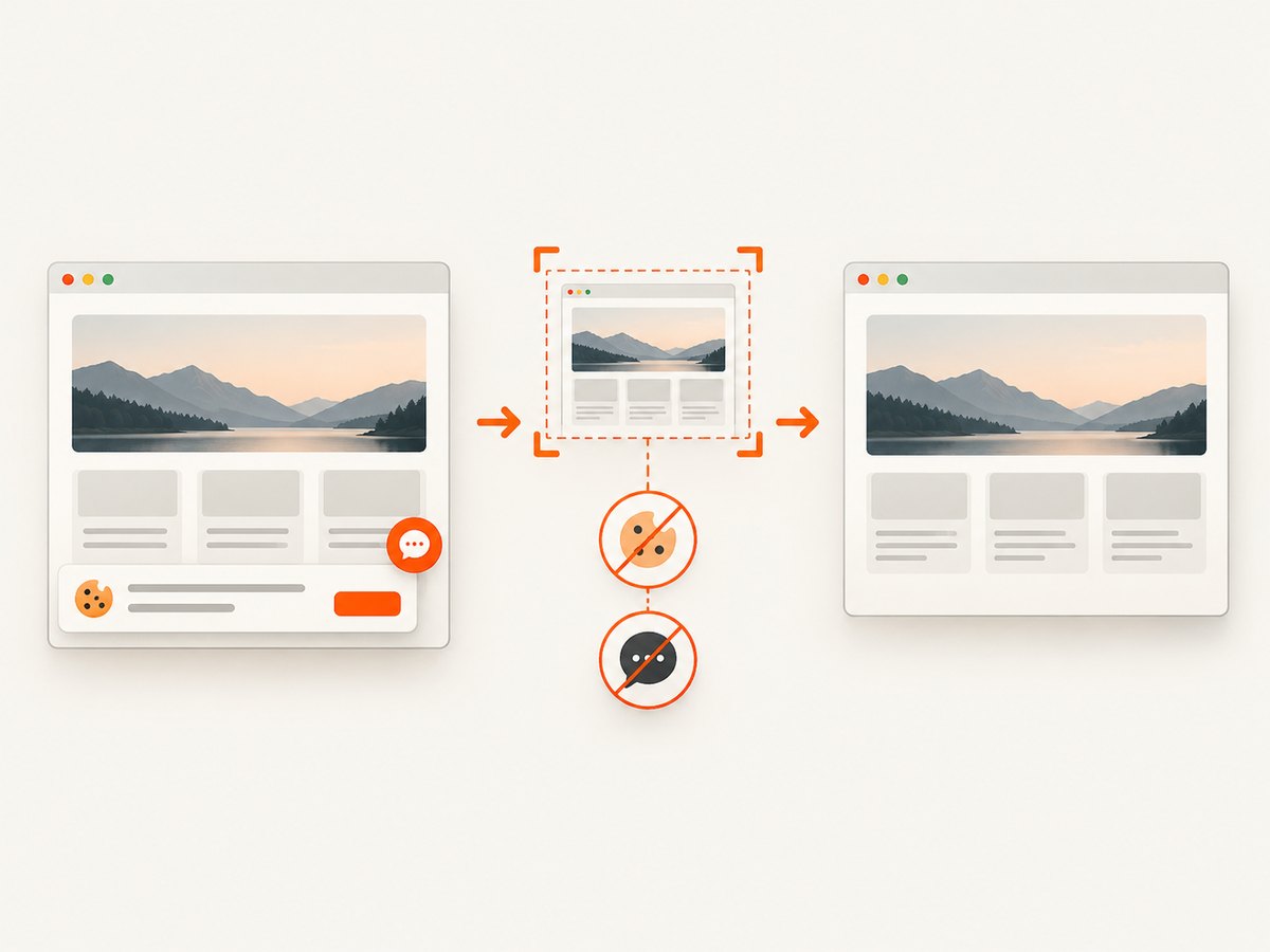 ScreenshotNeo removes common overlays before producing a shareable capture.