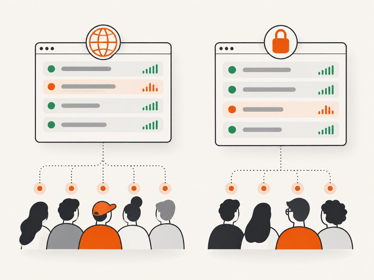 Choose public, private, or audience-specific access according to who needs each update.