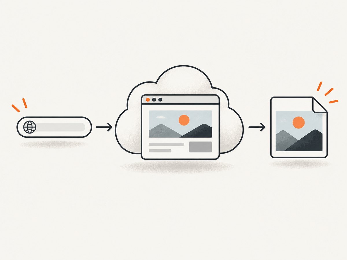 A screenshot API turns a target URL into an image response; readiness and output settings determine what the image contains.