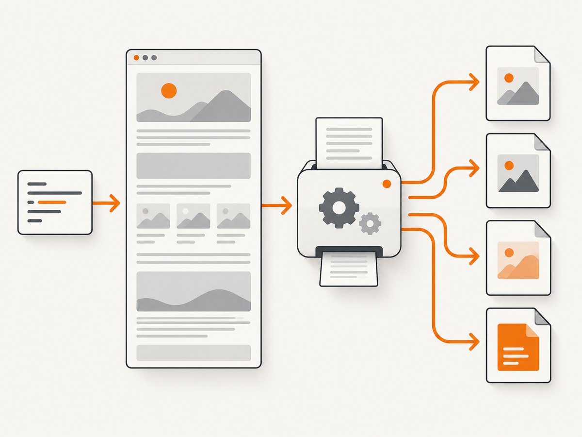 A screenshot request can produce different image or PDF outputs and wait for dynamic content before capture.
