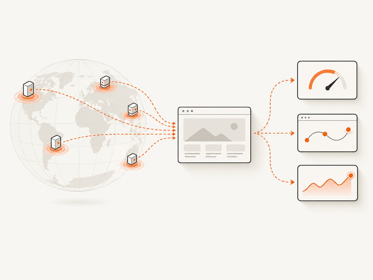 Different monitoring signals cover availability, user journeys and real visitor experience.