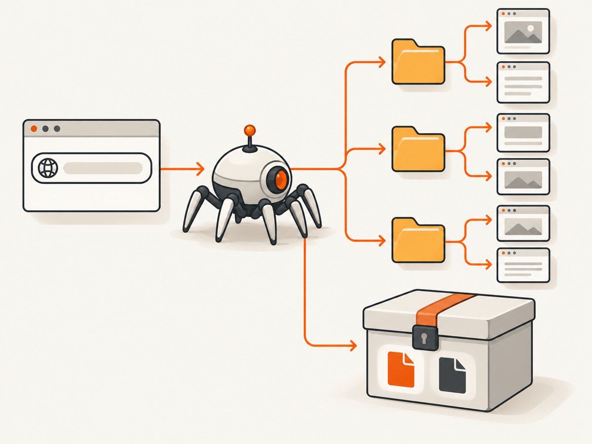 A mirror follows discoverable links, while an archival collection can preserve several representations of selected URLs.