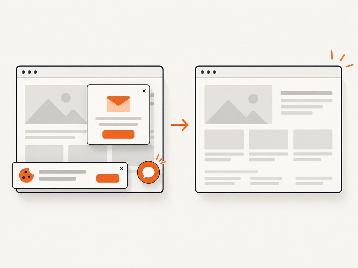 Removing overlays before capture keeps the page content visible.