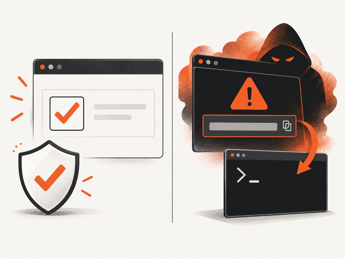 A real browser check stays in the browser; requests to run commands or paste text are a warning sign.