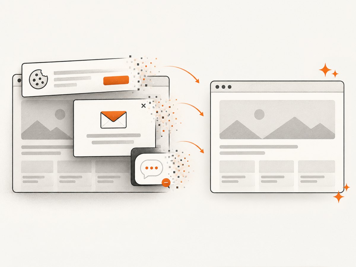 A capture service can remove common overlays before returning a usable page image.