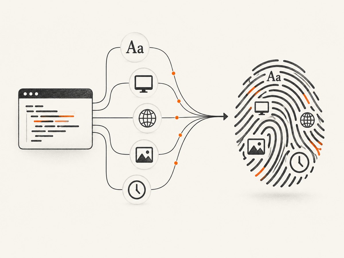 A browser fingerprint combines many ordinary signals into one identifying pattern.