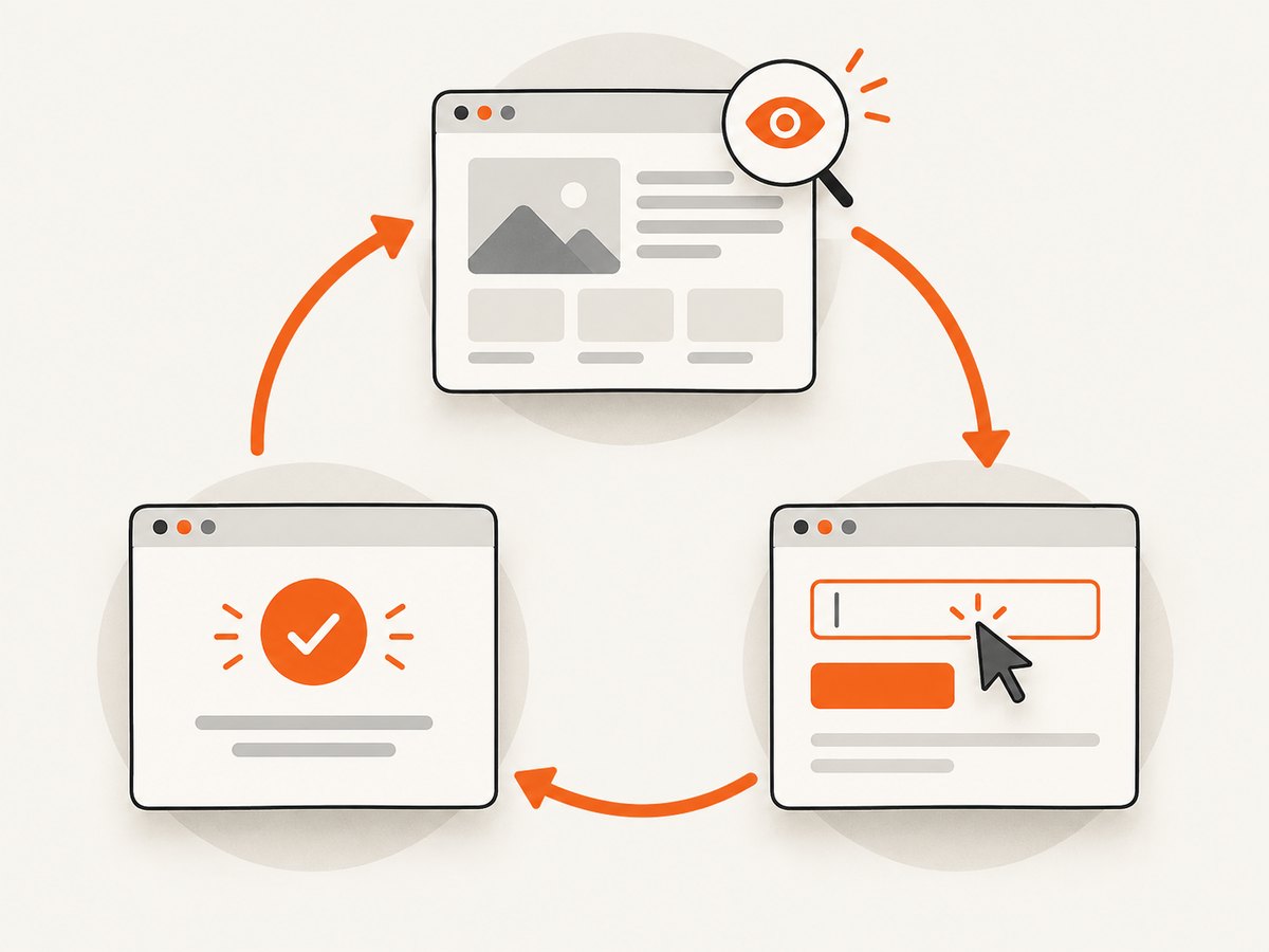A dependable browser function observes the current state, performs a short action, then verifies the result.