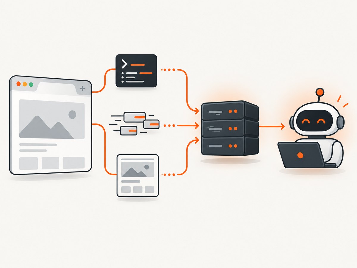 BrowserTools MCP forwards live Chrome console, network, and page data to an AI client.