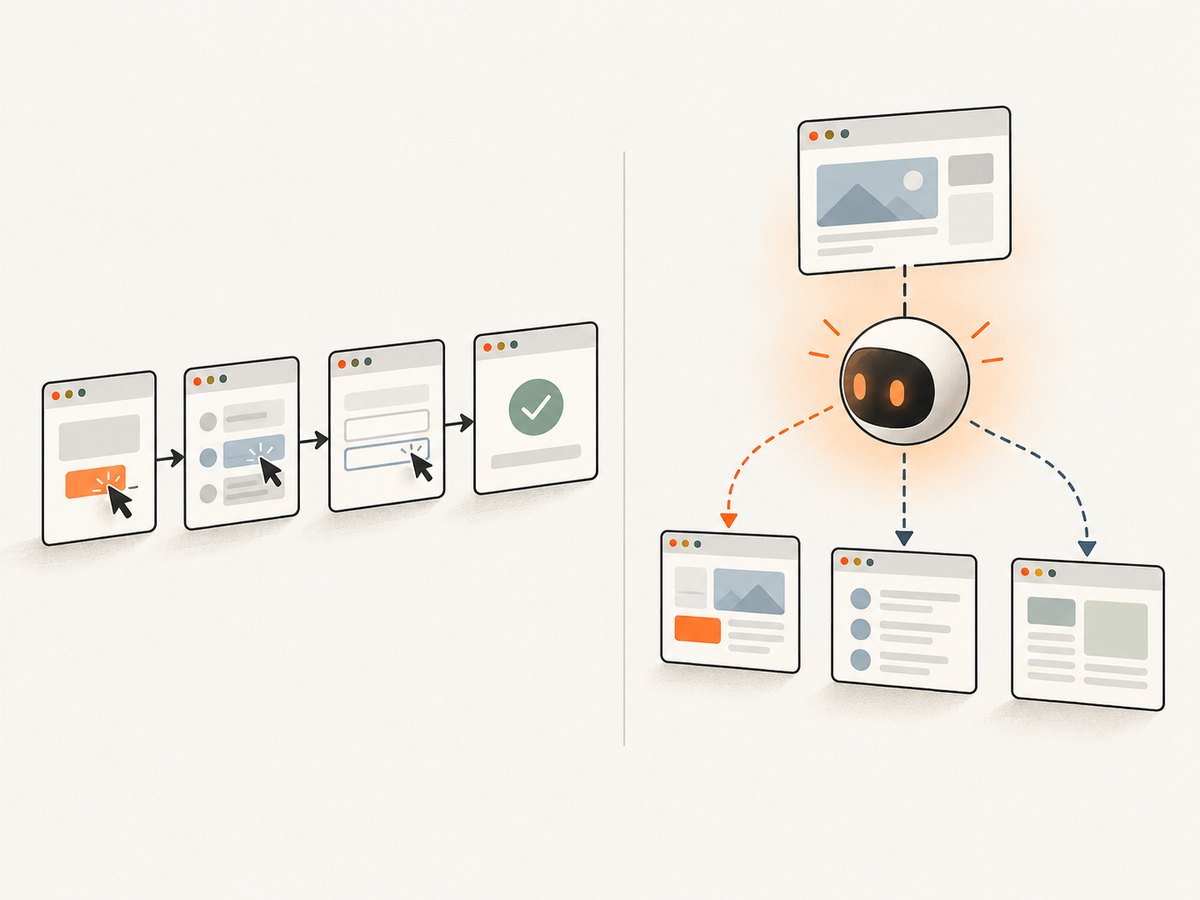 Playwright encodes known browser steps; Browser Use can let an agent interpret a task and choose actions.