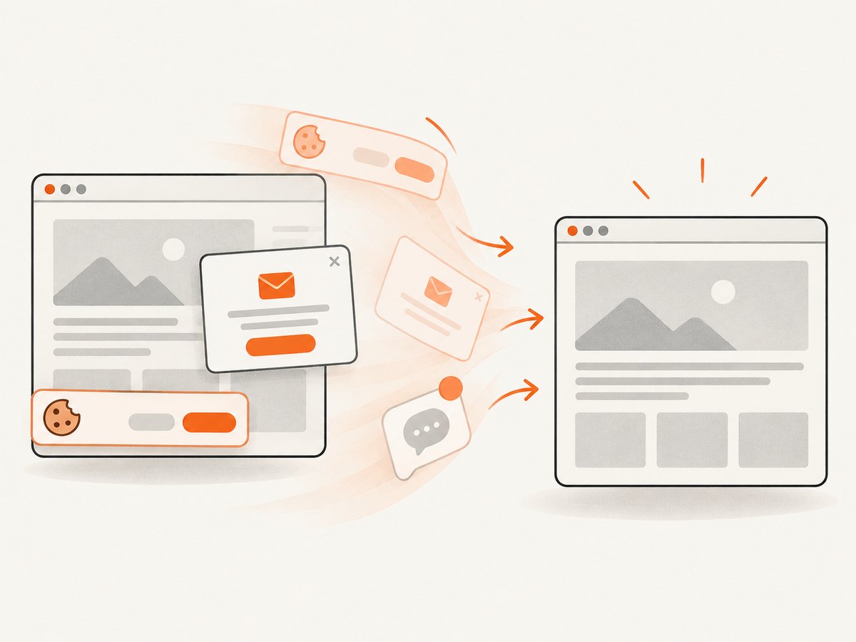 ScreenshotNeo removes known consent banners and common overlays before capturing the page.