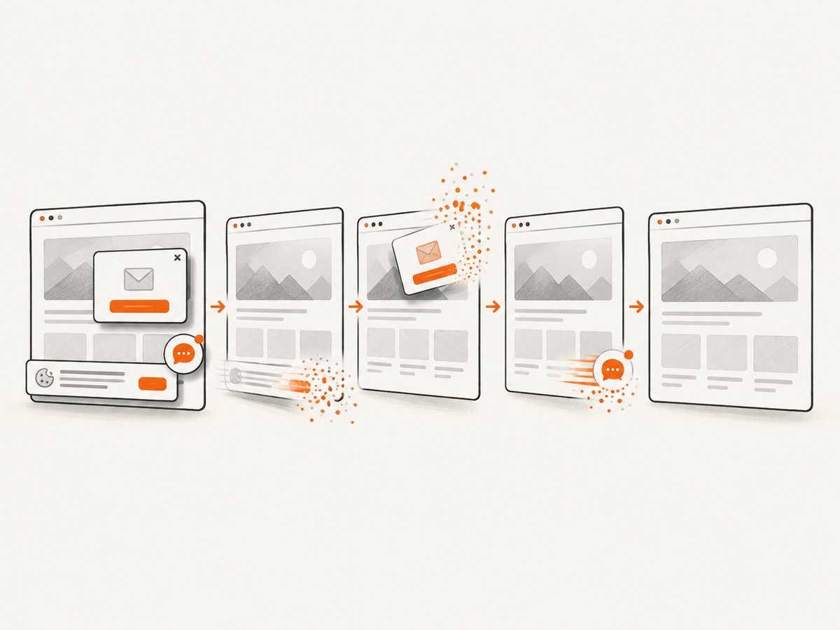 A clean capture pipeline removes consent and widget clutter before producing the image.