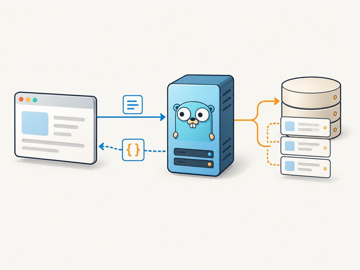 An API connects a client request to application logic and returns a structured response.