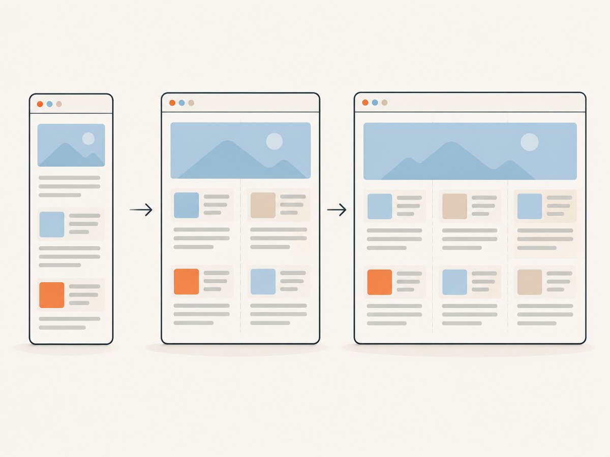 A flexible content-first layout can change columns when the available space allows it.