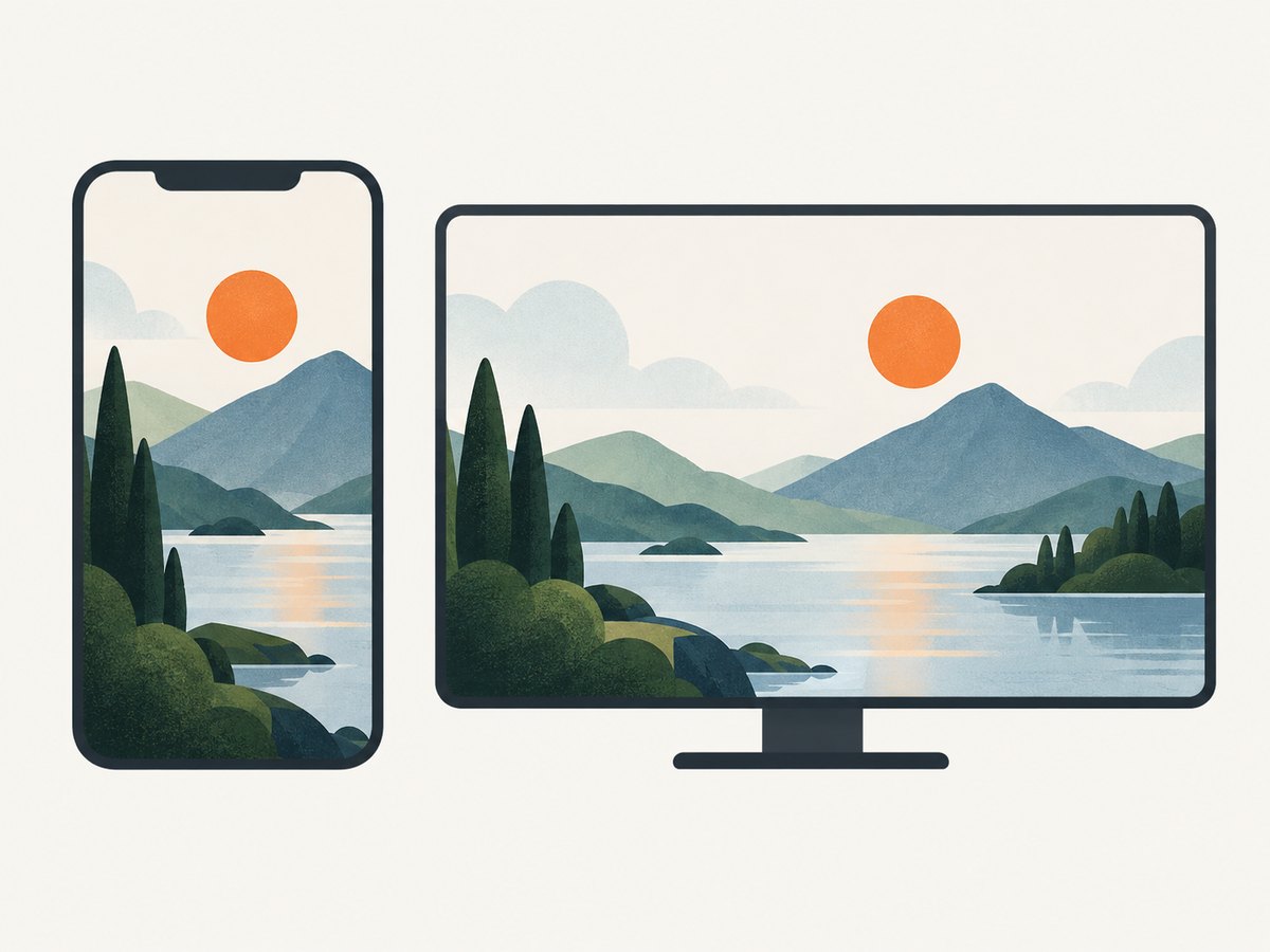 Responsive image sources can provide a suitable resolution or crop for the rendered space.
