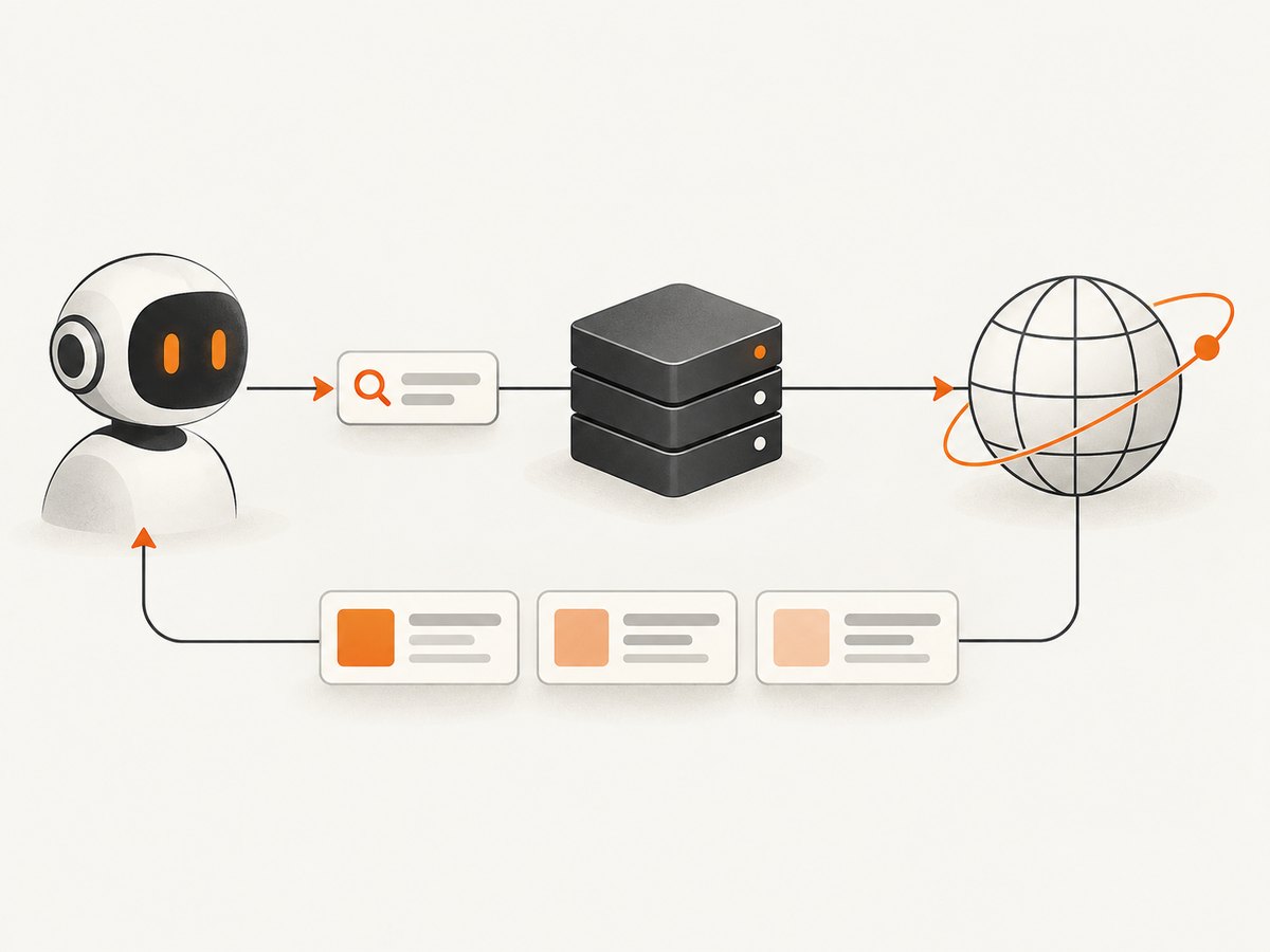 The MCP tool is the interface; the external search API supplies the index and results.