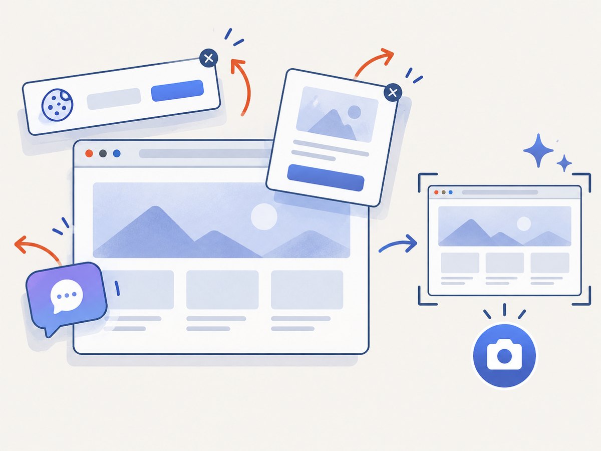 Consent UI and overlays can be handled before an agent receives the page image.