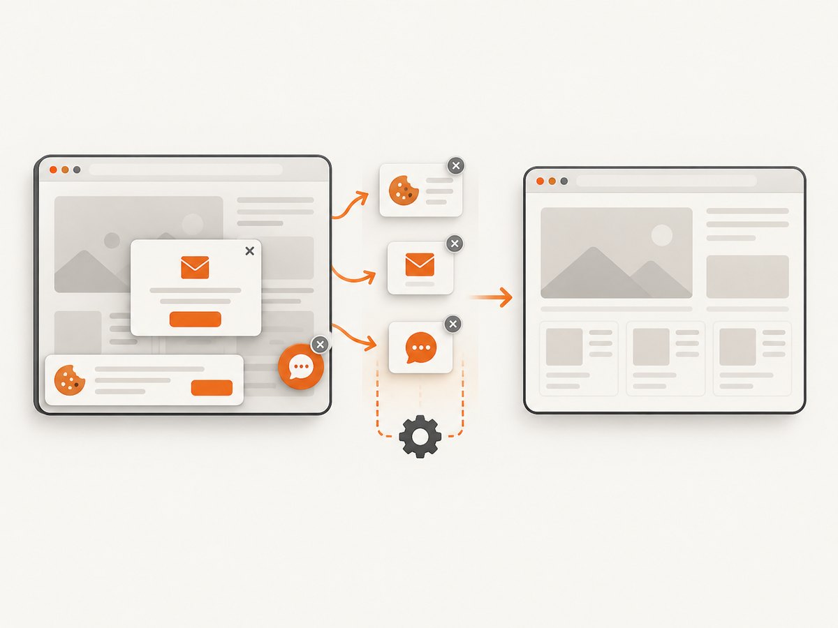 A clean capture workflow removes obstructing overlays before the rendered page is reviewed.