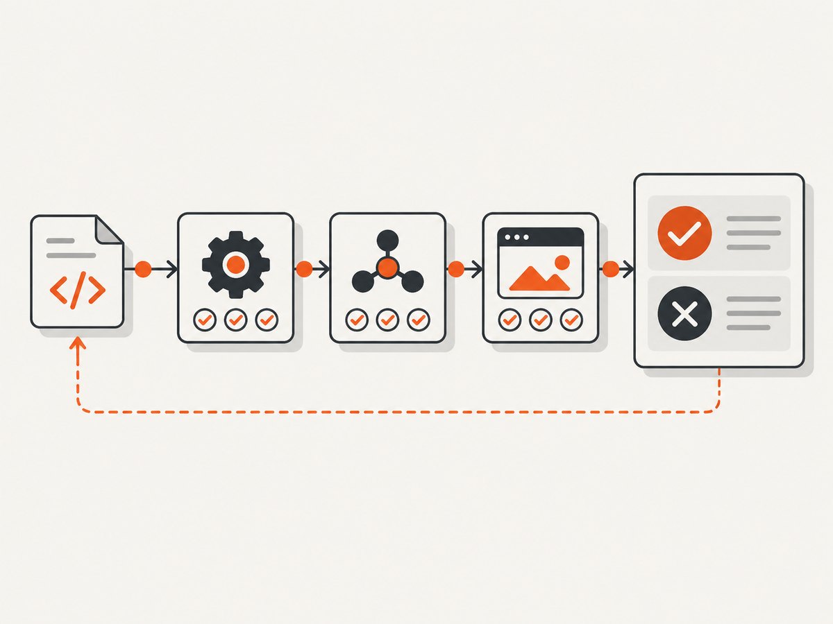 Regression automation works best as a layered pipeline, with fast checks before browser journeys.