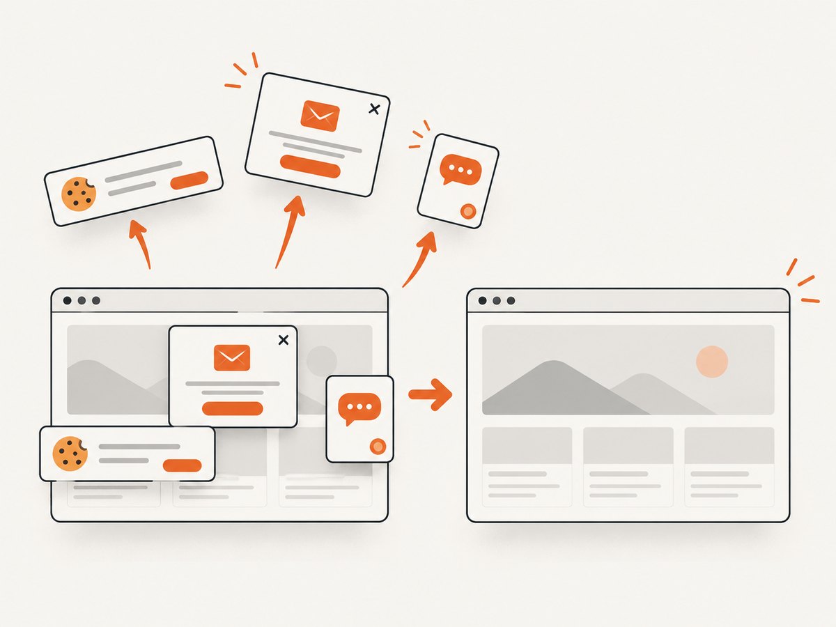 A capture can be stabilized by removing consent banners and other overlays before comparison.