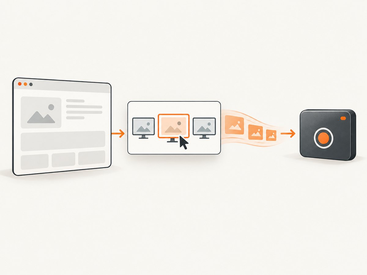 A page-initiated capture gives the calling site a MediaStream after the user chooses a surface.