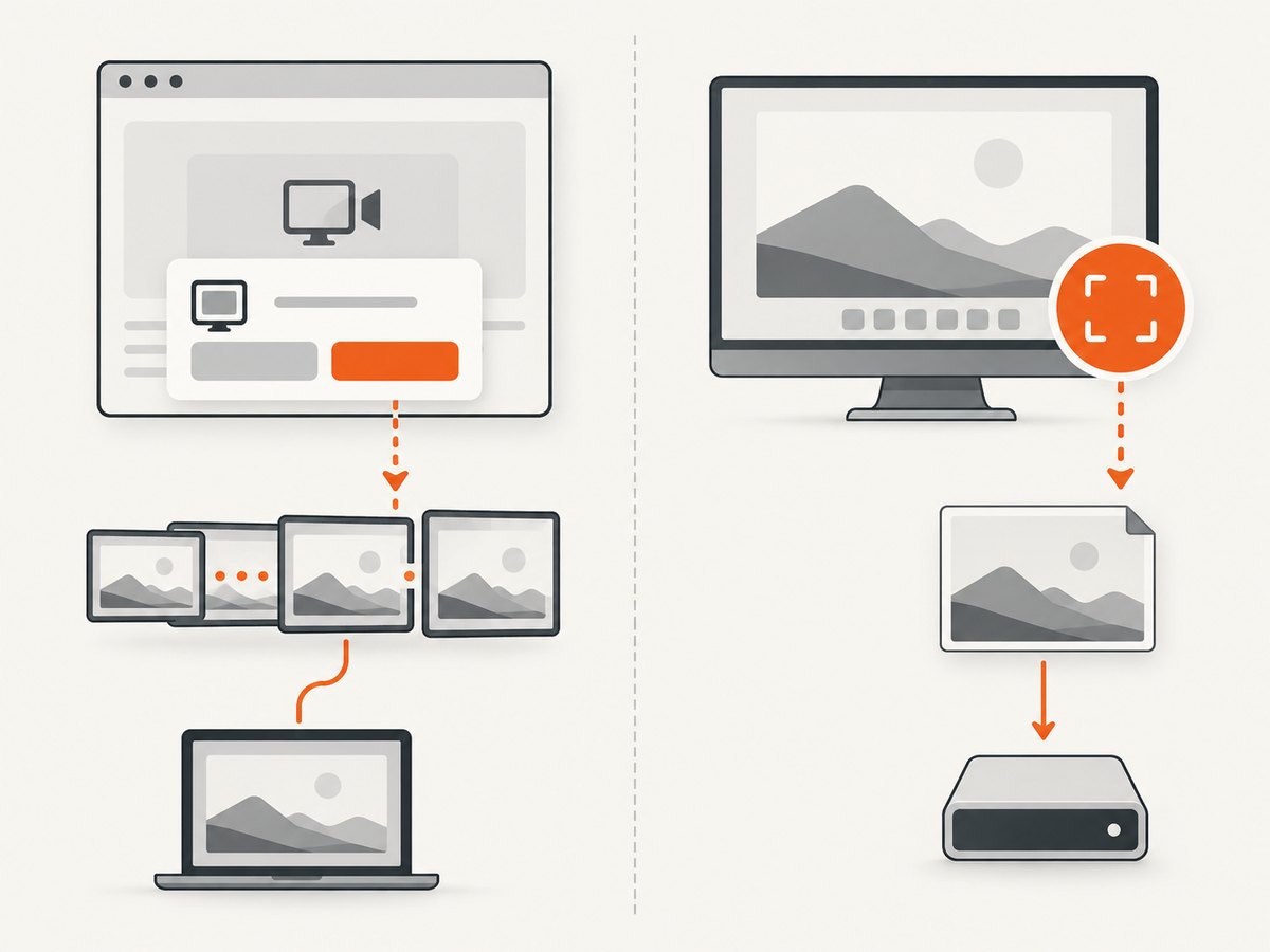 Screen sharing starts with a page request and user permission; an independent screenshot does not create the same web event.
