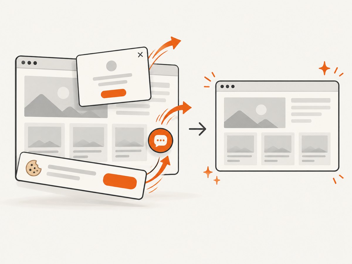 Rendered capture tools can clean common overlays before saving a visual record.
