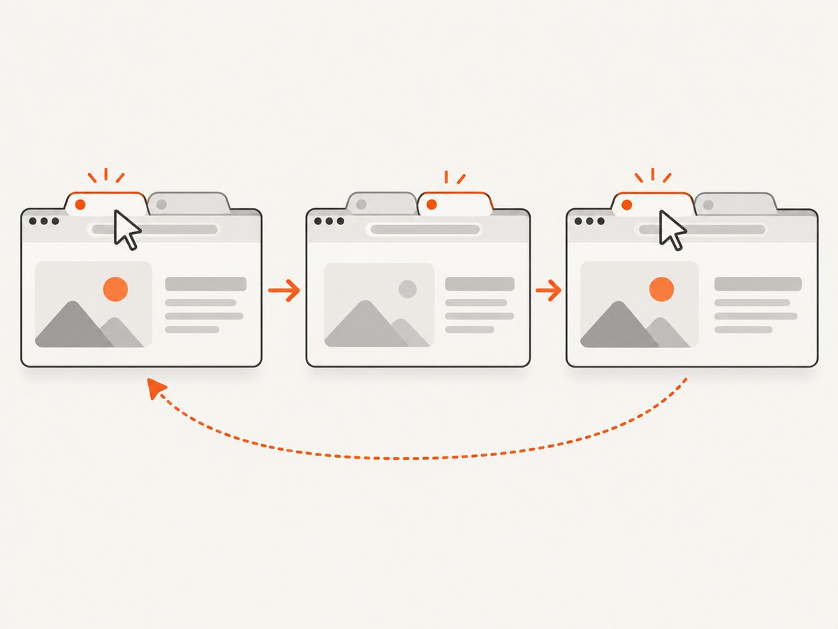 Keep the original tab ID and target it explicitly when a new tab appears.