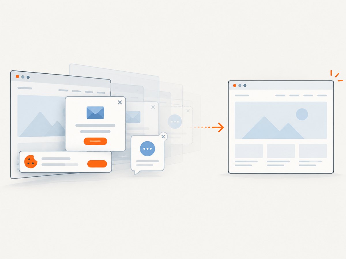 A hosted capture service can remove common consent and overlay elements before billing and delivery.