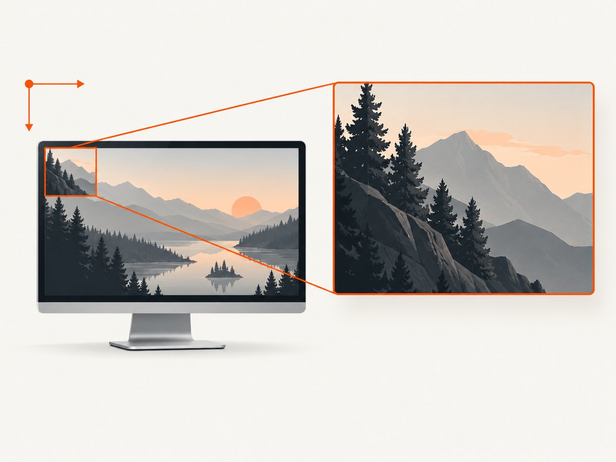 A crop uses the server’s coordinate system, and a preview may be displayed at a different scale.