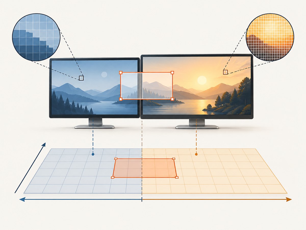 Retina scaling and monitor layout affect the pixel dimensions and coordinates a capture returns.
