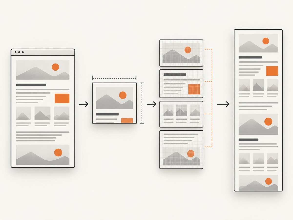Measure the document, render within tested bounds, and assemble sections when one canvas is too large.