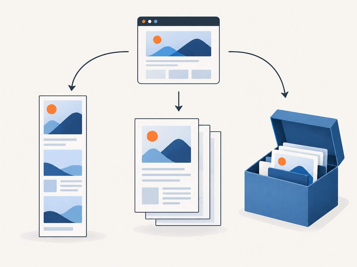 Choose a raster image, PDF, or archive based on how you will use the page.