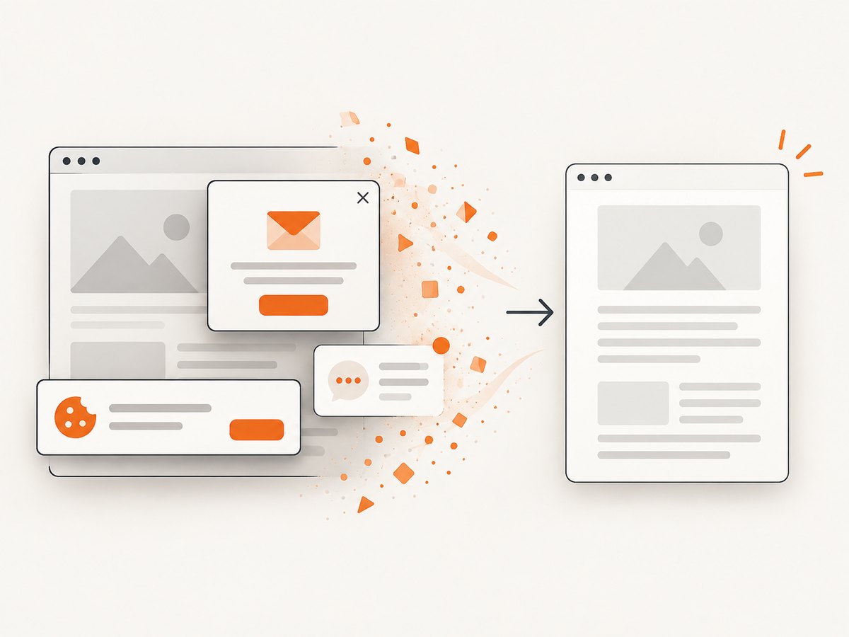 Cleanup before capture keeps consent and overlay elements out of the final document.