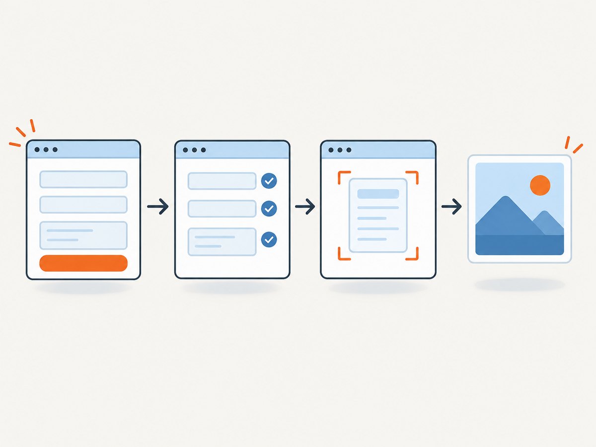 A reliable capture pipeline verifies rendered form values before saving the image.