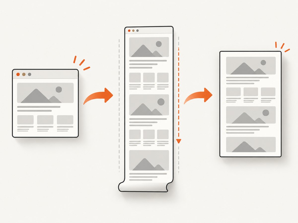 A full-page capture renders content beyond the visible viewport before exporting the result.