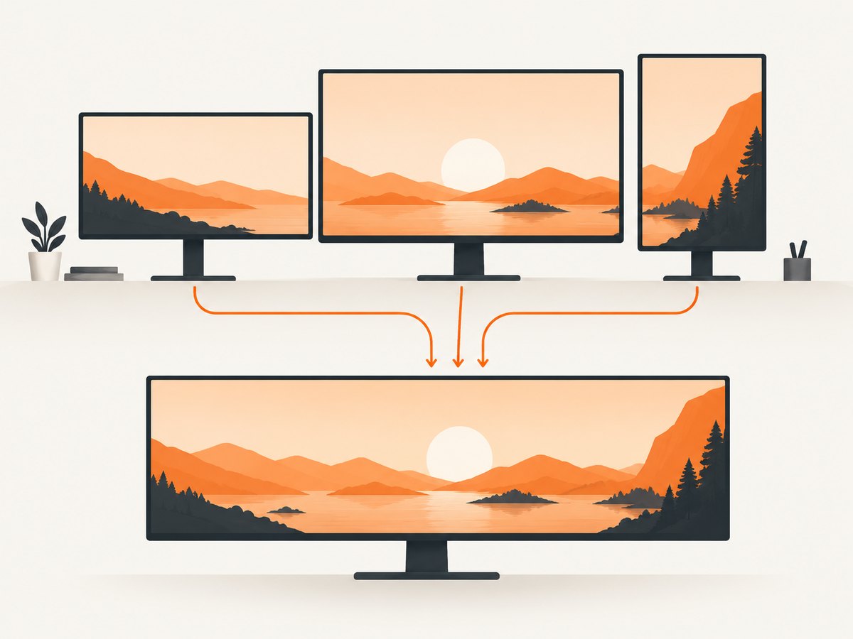 Java can combine each monitor's screen-coordinate bounds into one desktop rectangle.