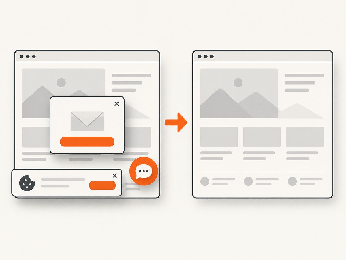 A web screenshot service can remove common overlays before capturing the page.