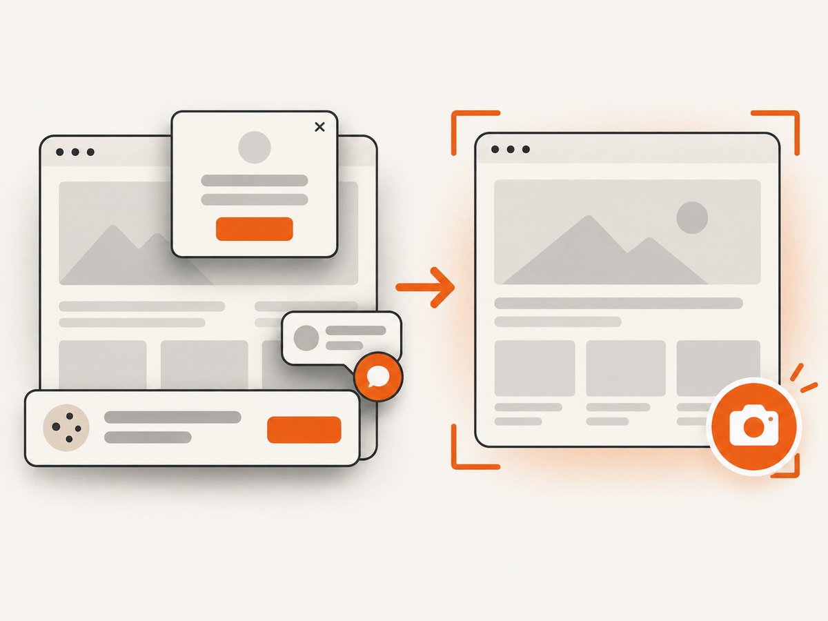 Consent overlays and other obstructive widgets must be handled before the final capture.
