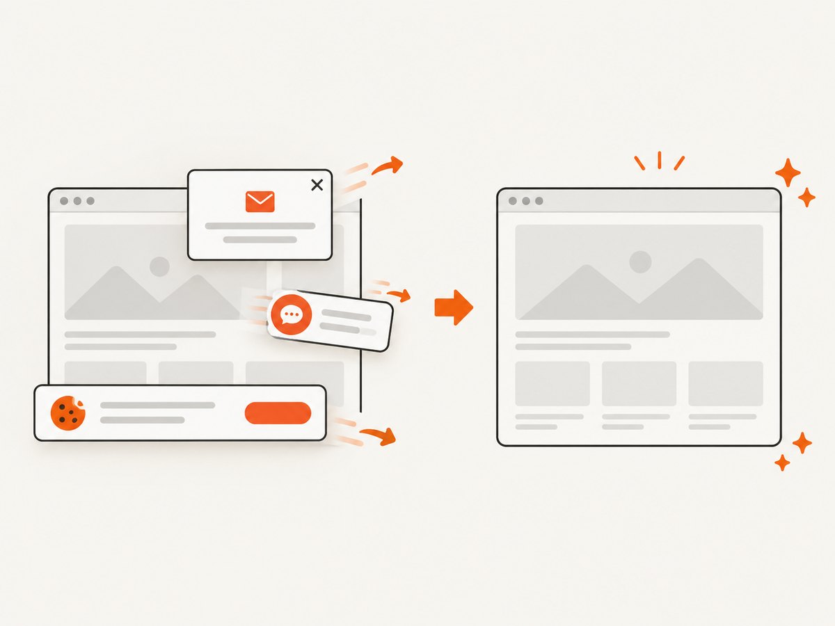 Cleanup before capture prevents consent banners and overlays from obscuring the page.