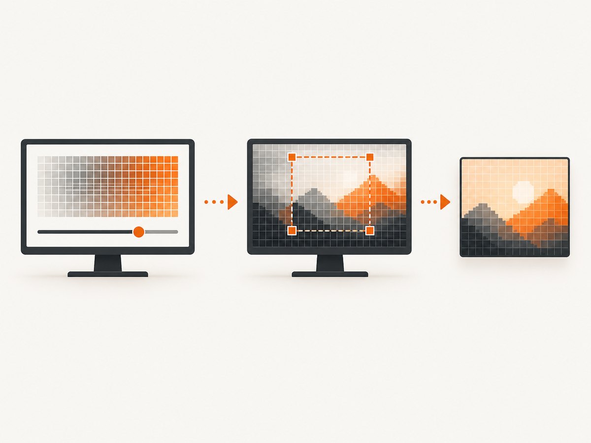 The selected display mode and capture area determine the pixels in the saved screenshot.