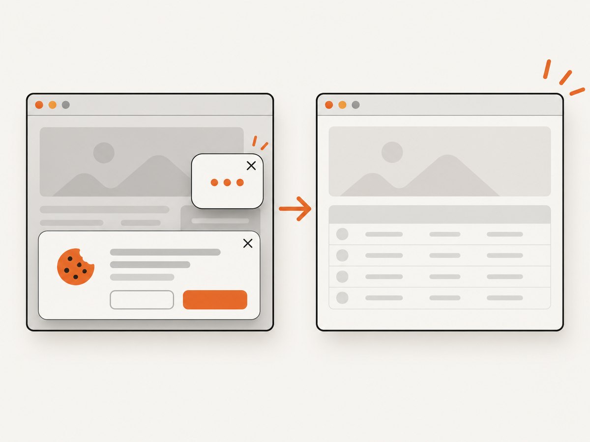 A clean capture removes consent banners, popups, and chat widgets before the table is rendered.