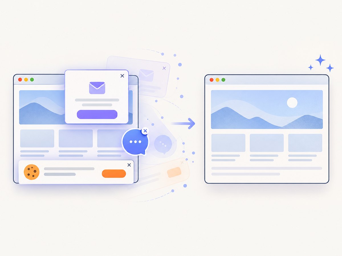 ScreenshotNeo can remove common consent banners, popups, and chat widgets before capture.