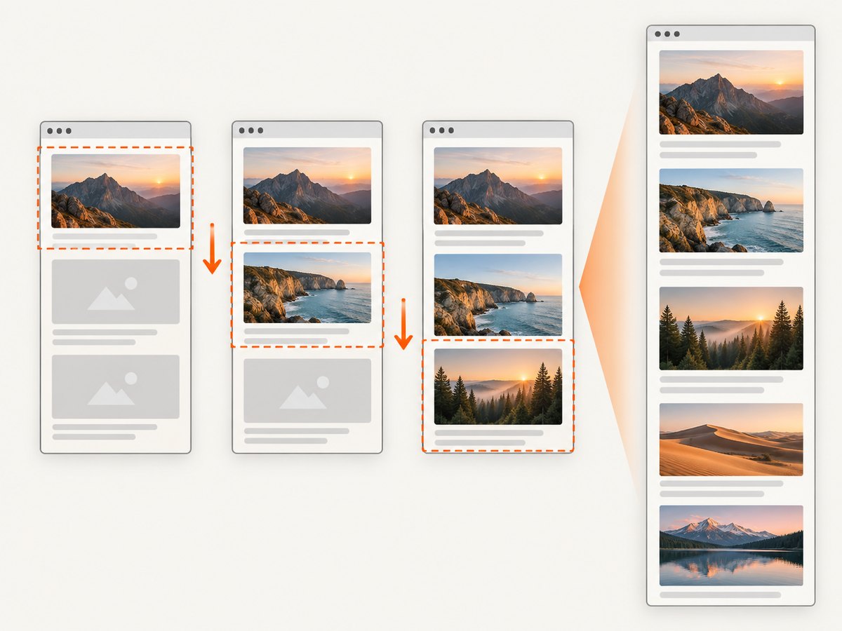 Scrolling exposes lazy content before the full-page capture begins.