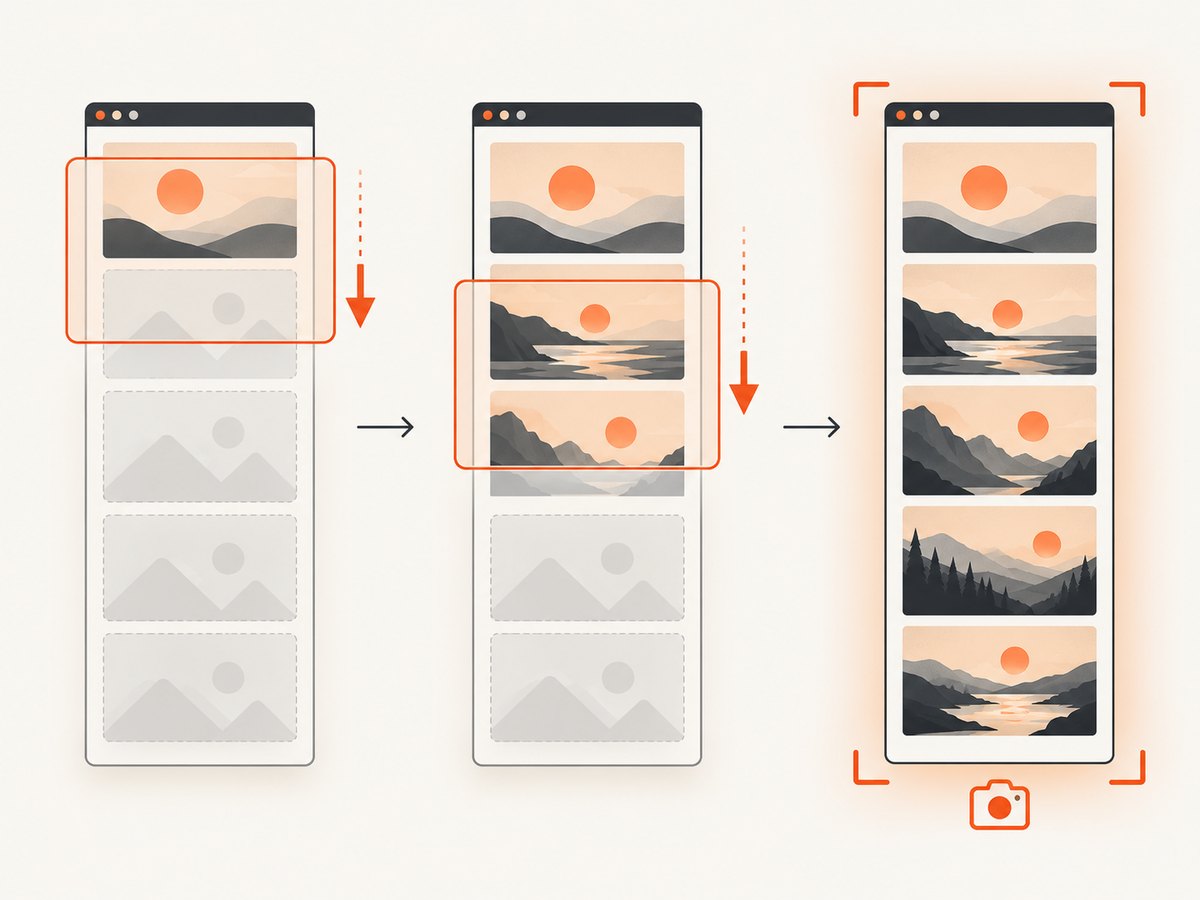 Scrolling brings deferred images near the viewport before the screenshot is taken.