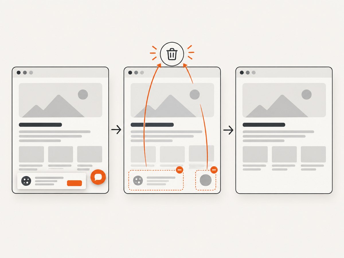 A screenshot service can clean common overlays before rendering the final page image.