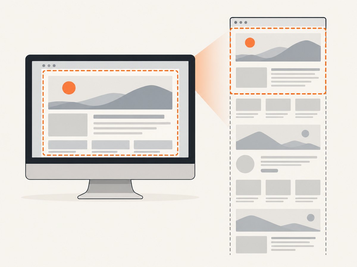A screen snip captures what is visible; a browser full-page tool can include content below the fold.