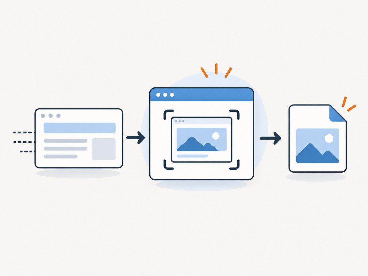 A repeatable capture flow turns a URL and selector into an image file.
