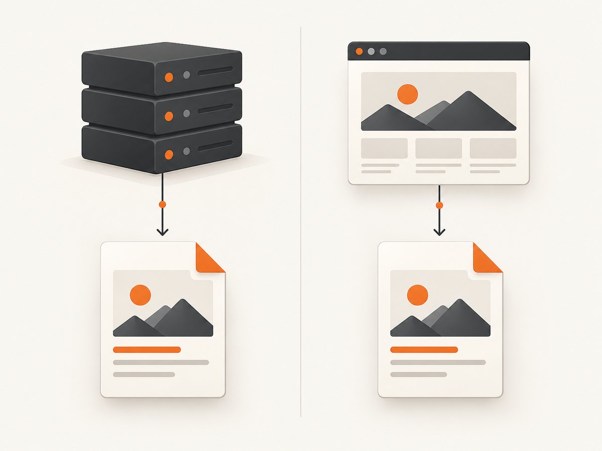 A downloaded PDF is a network response; page.pdf() creates a new PDF from rendered page content.