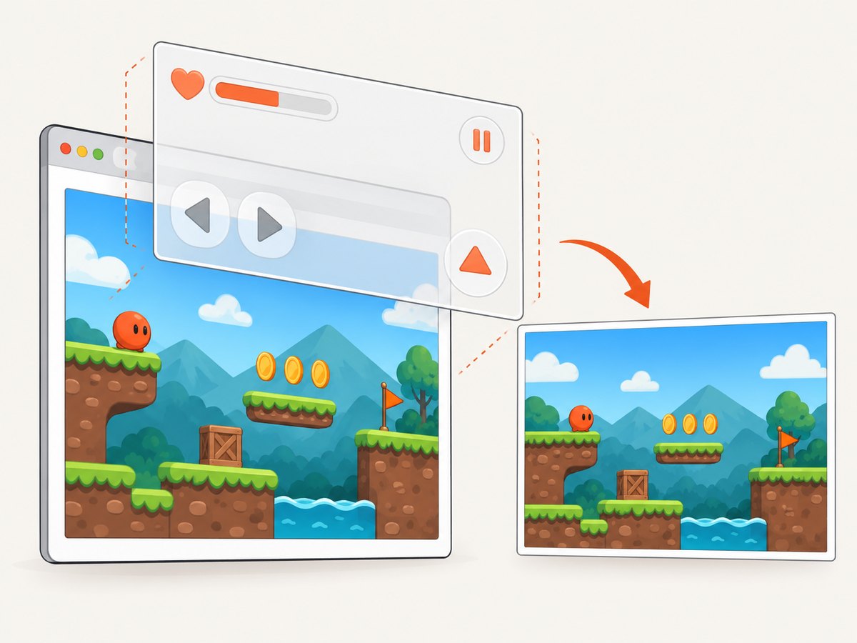 A renderer snapshot captures the game canvas; HTML overlays belong to a separate DOM layer.