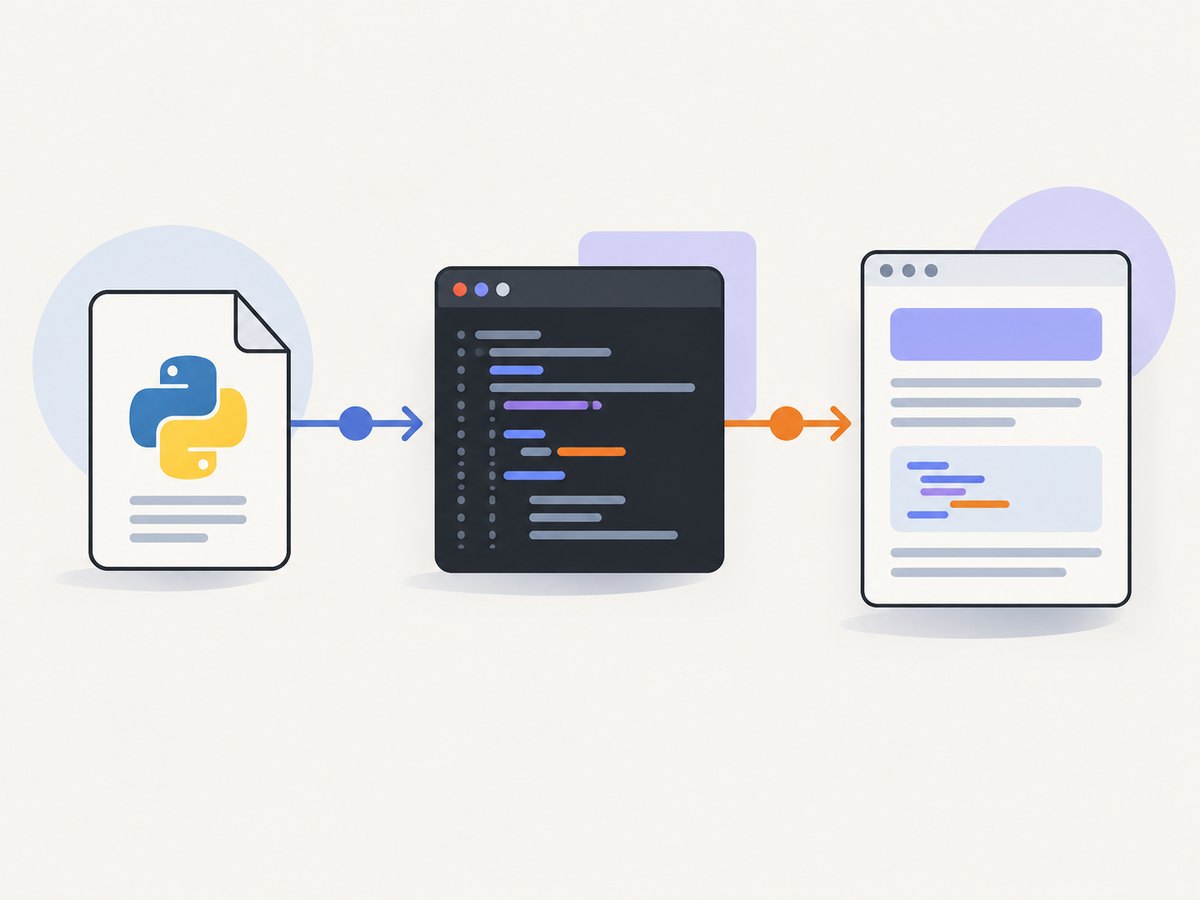 A repeatable pipeline keeps the Python source and its visual capture synchronized.